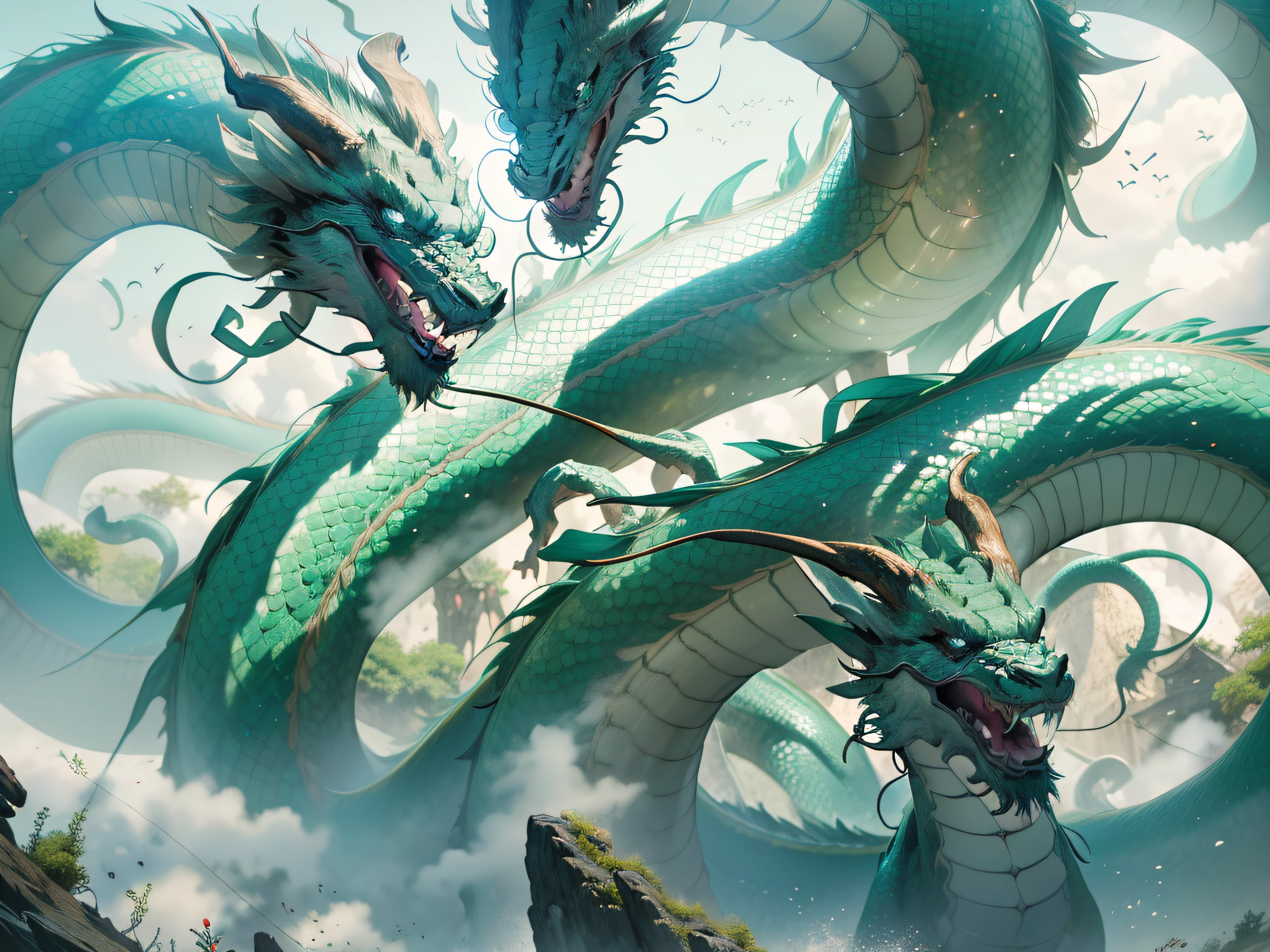 Green Dragon, chinese dragon concept art, Dragon Art,, Chinese Dragon, smooth chinese dragon, dragon design language, A dragon, Dragon tail, No wings