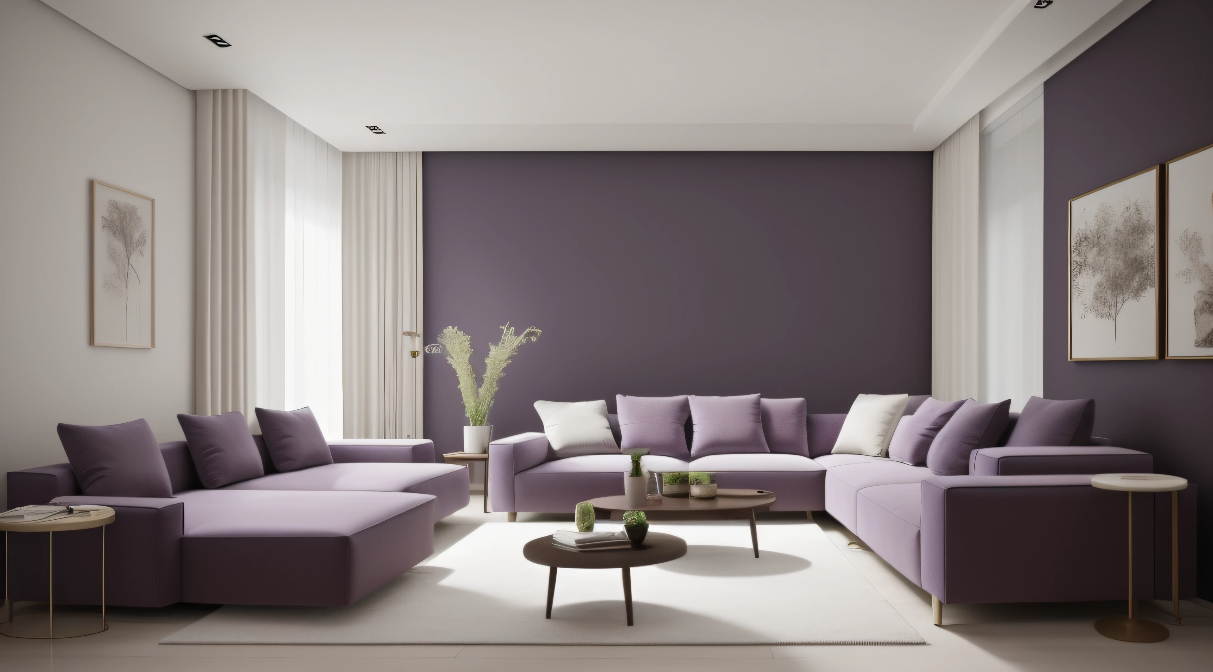 there is a couch and a table in a room, apartment with walls Amaranth purple color, minimalist design, modern, minimalist interior design, modern minimalist, modern and minimalist, minimal modern, apartment design, modern interior design, interior, modern minimal design, empty solid wall, Amaranth purple color theme