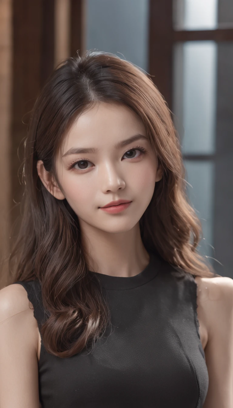 best qualtiy，tmasterpiece，超高分辨率，(photorealestic),（realisticlying：1.4），RAW photogr，1girll，(Full body photo，close-up all over the body，standing on your feet)，good-looking face，Slim，Dignified，Small Fresh，（White color blouse，black short skirt, Professional Dress），ssmile，cabelos preto e longos，Beautiful hair accessories，Beautiful teenage girl，Detailed scenes, Beautiful digital illustration, the detail，Hyper-detailed, Cinematic quality, correct hand，anatomy correct, ((From below))