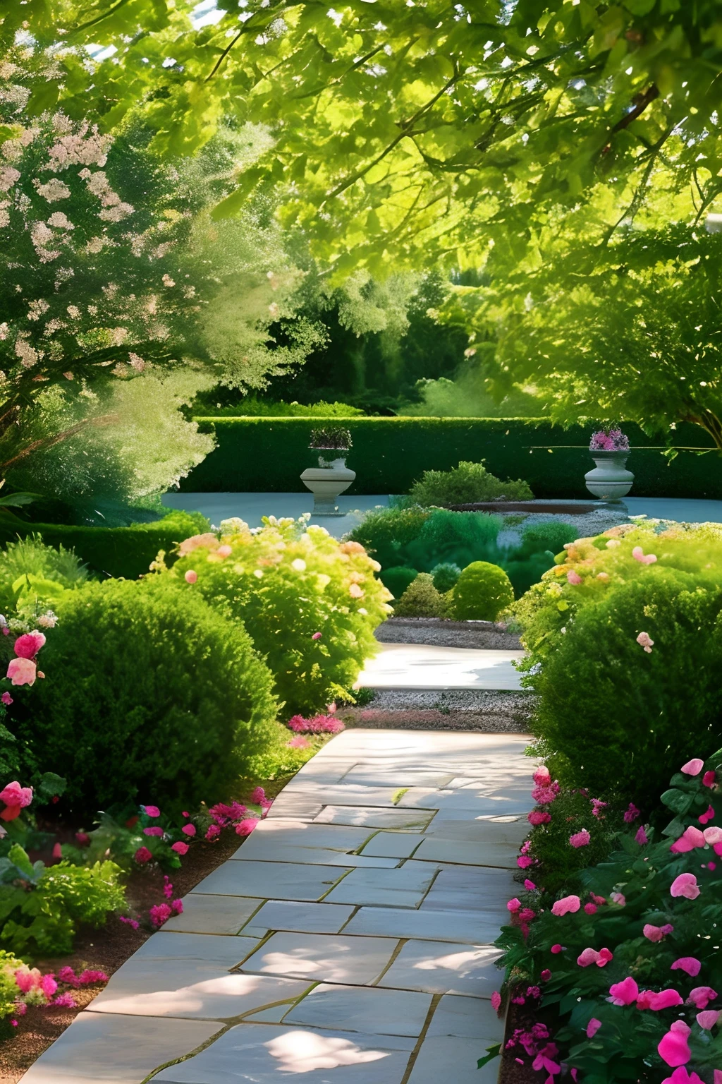 Imagine a beautiful garden filled with roses of every color, their petals soft and delicate to the touch. The scene is set in a tranquil, peaceful space, with a gentle breeze rustling the leaves of nearby trees. The mood is serene and calm, with a sense of tranquility that soothes the soul. The atmosphere is one of natural beauty and grace, with a feeling of enchantment and wonder. The lighting is soft and diffused, with warm tones that highlight the beauty of the garden.