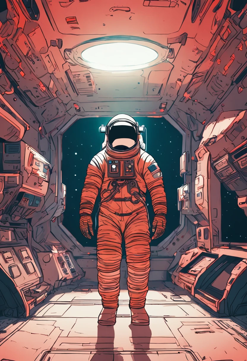 A close-up of a man in a spacesuit，Butterflies flutter around，fully space suited，lonely astronaut，liminal space in outer space，A person wanders in a dark space,8k,realisticlying