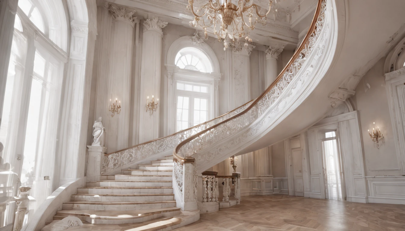 RAW photo, best, masterpiece, best quality, high quality, extremely detailed there RAW photo, best quality, there is a grand staircase in a very elegant building with a skylight, wide ornate and flowing grand staircase, luxurious atmosphere, elegant and ornate , ornate and elegant, elegant rendering, a grand staircase, rendering in unreal engine 5, luxury hd rendering, high quality 3d rendering, high quality 3d rendering,