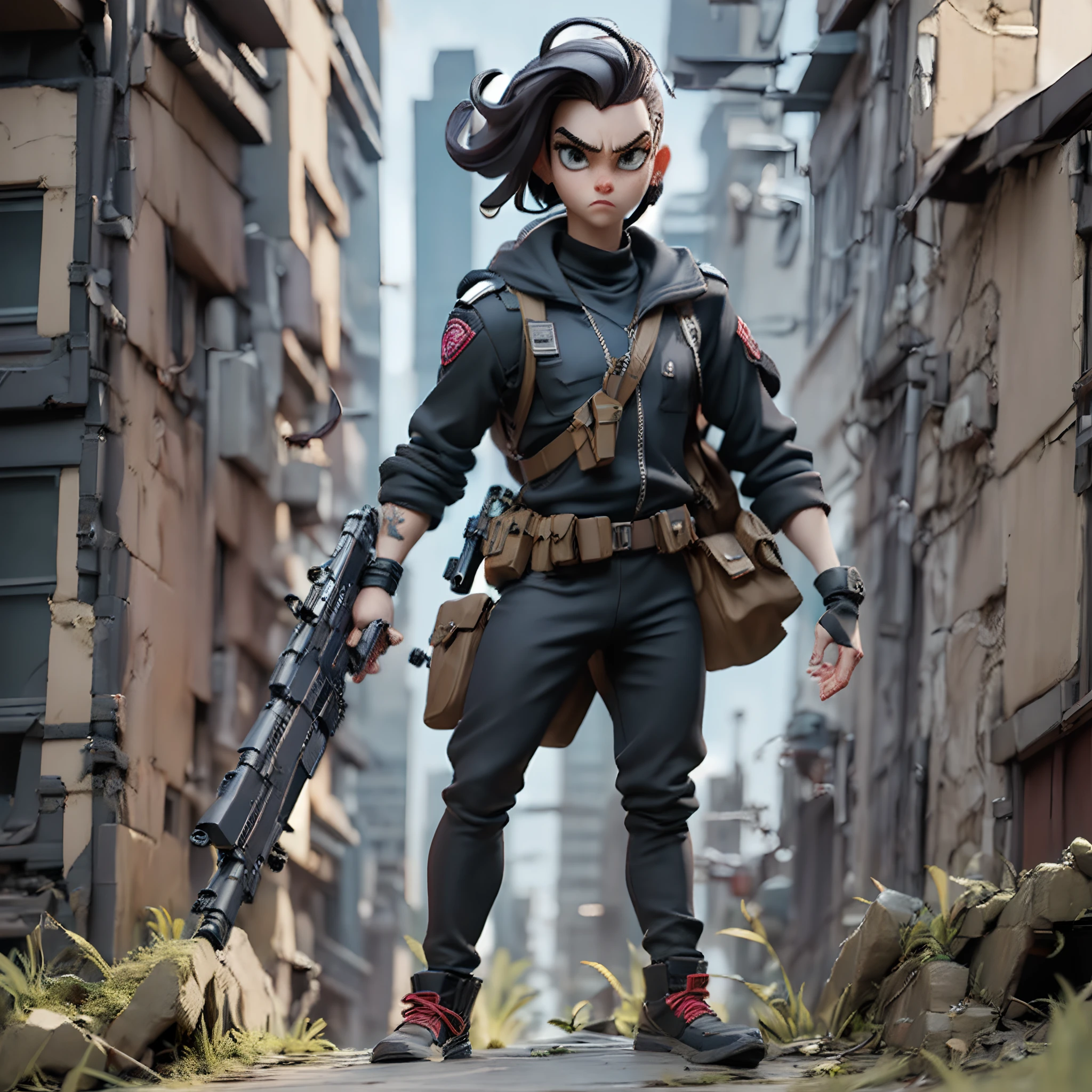 30-years old、Standing alone、(Male intelligence officer)、((Cyberpunk black clothes))、short-cut、ninjartist、(Veteran Hero)、Counter Attack、full body Esbian、Ready for Battle、(sniper)