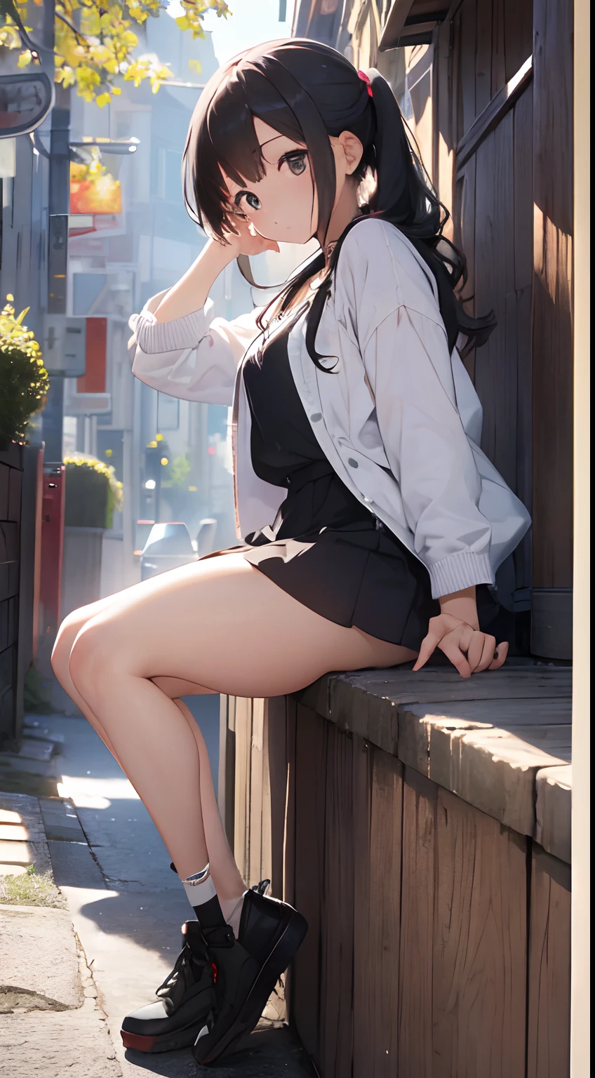 portrait of a beautiful girl、Delicate、detailed、​masterpiece、Real Stick、3D background、Backgrounds with depth、Realistically exaggerate changes in material texture、Exaggeration of gloss、The best transcendental virtuosity, full body till knees, closeup portrait