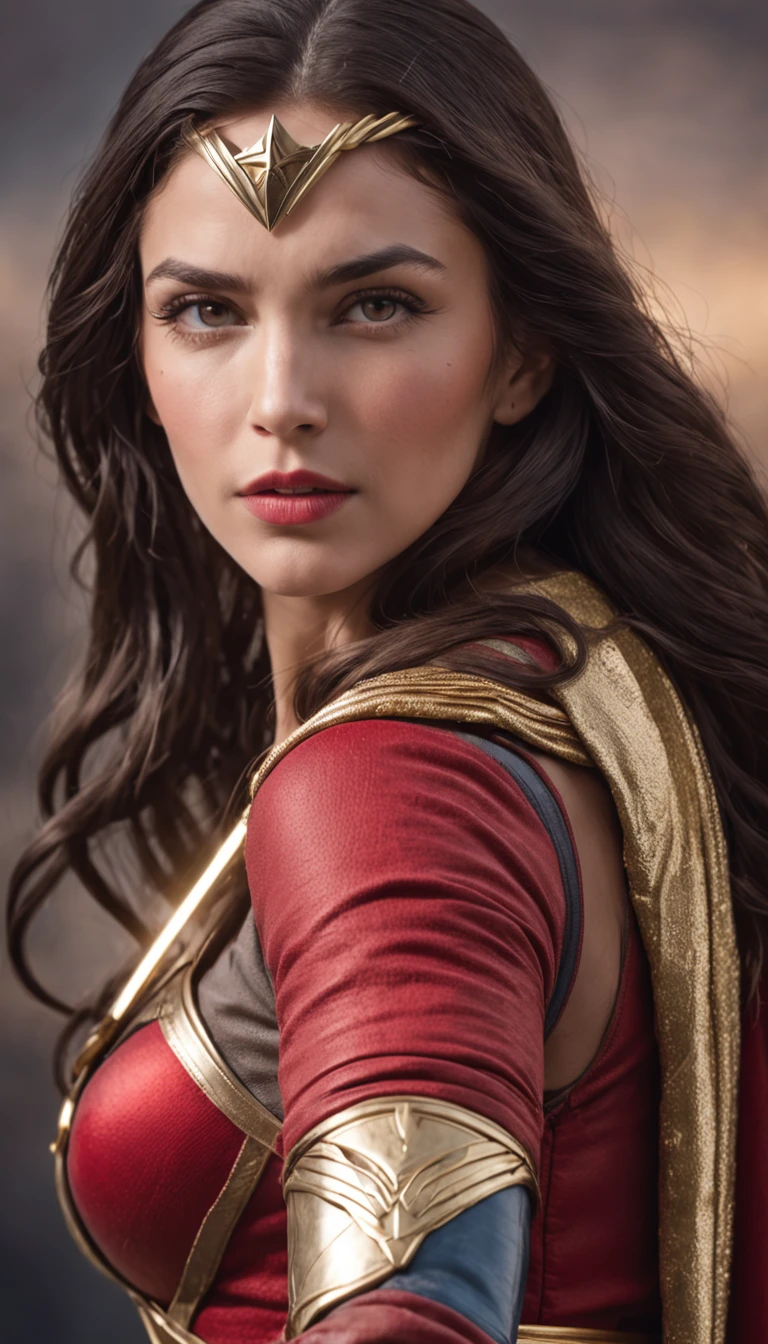 Scene from Movie, full body Scarlet Witch from Marvel Close-Up Shot, Distorted Space, Distorted Undead in the Background, Lens Flares, Light Shafts, Intricate Details, High Detailed, Volumetric Lighting, 4k Rendering, Stock Photo, Hyper Realistic, Realistic Textures, Dramatic Lighting, Unreal Engine