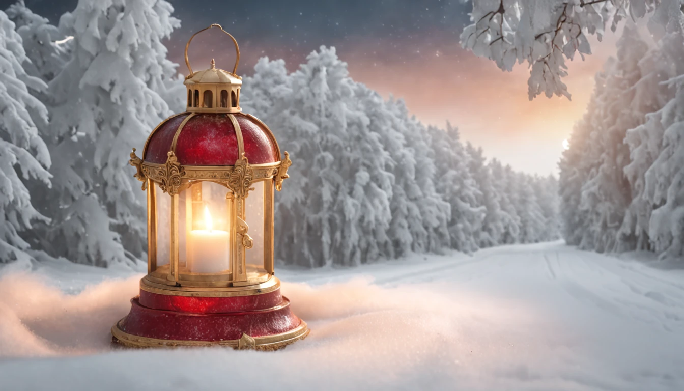 RAW photo, best, masterpiece, best quality, high quality, extremely detailed there RAW photo, best quality, there is a big red and gold sleigh with a lantern, no people or animals, sleigh, illustration, highly detailed 4k digital art, post 4k, 4k post, kramskoi 4k, amazing wallpaper, by Alexander Kucharsky, beautiful 4k uhd art, car, beautiful digital artwork, 4k high resolution, fairy tale artwork, 8k illustration,