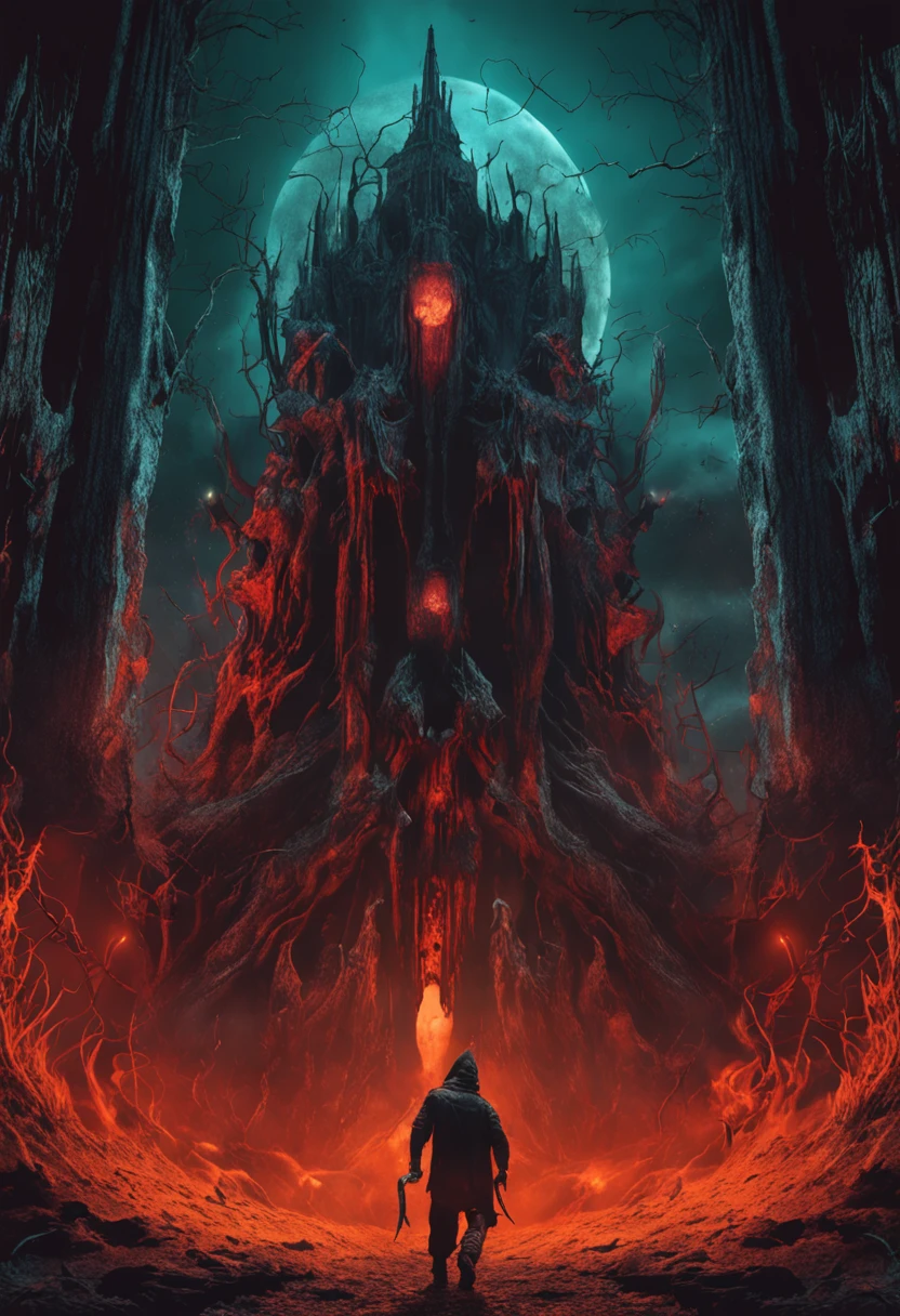 best quality, Masterpiece, Ultra-high resolution, (realistic photography:1.4), surrealism,
scary witch full view Dreamer,fusionart, , Beksinski and Dan Mumford, Just art for dark metal music, Gates of Hell, Hyperrealistic Hell, Detailed cover artwork, Detailed horror 4K artwork