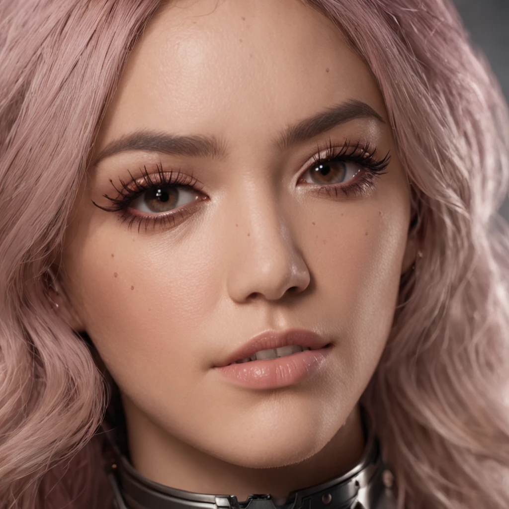 Frank original photo of biomechatronics Chloe Bennet, Wear jumpsuits, audience, Boots, Collar, (1girll), multicolour hair, Sharp eyeliner, (filmgrain), Extremely delicate and beautiful, vibrant, Ray traching, Caustics, 8K, 16k, 32K, 64k, Soft lighting, High quality, A high resolution, Sharp focus, Extremely detailed, Beautiful detailed eyes, Extremely detailed eyes and face, Masterpiece, Cinematic lighting, フォトンマッピング, Subsurface scattering, voluminetric lighting, (highdetailskin:1.2), Digital SLR, Fujifilm XT3A.