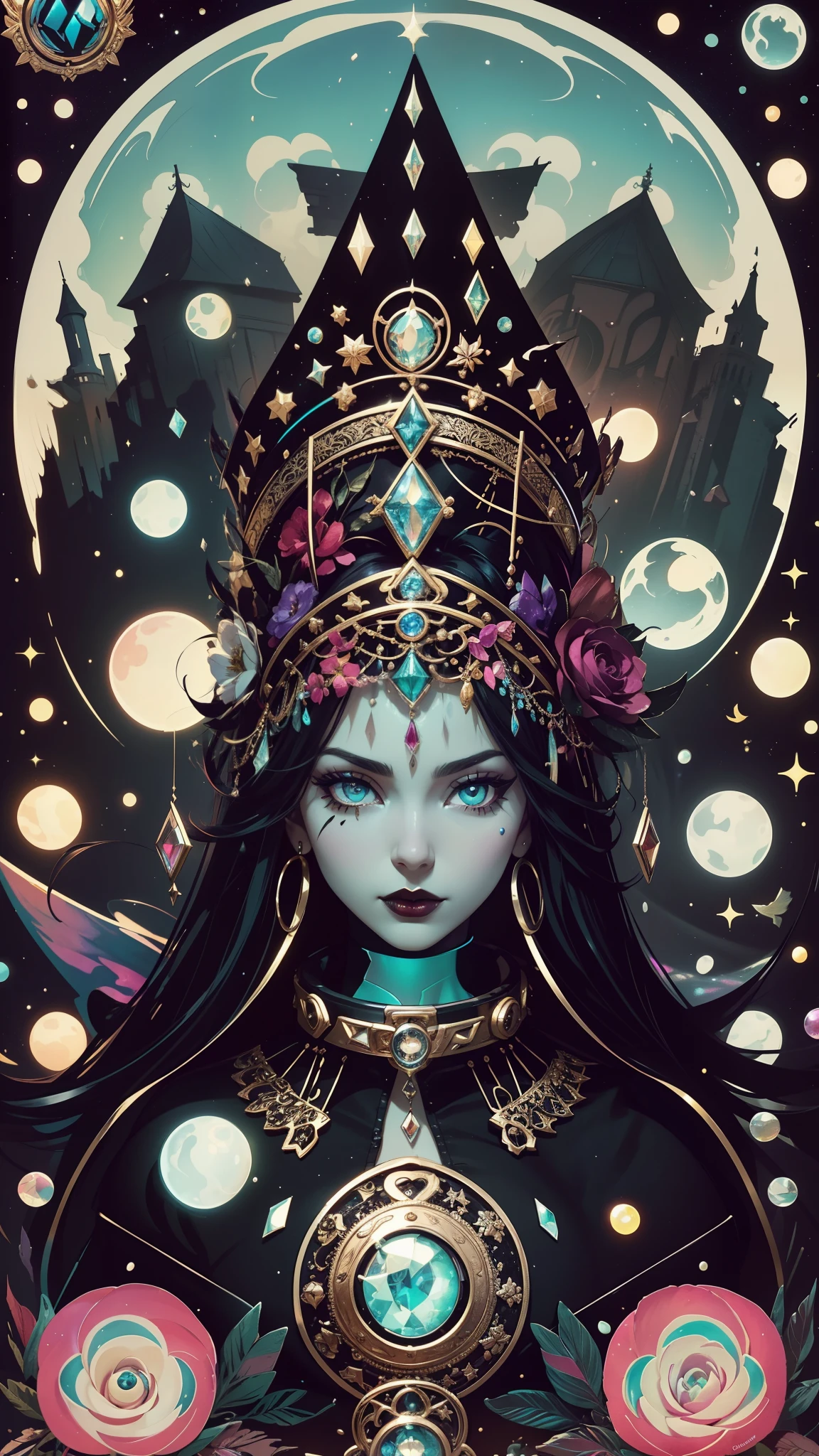 abstract beauty,approaching perfection,dynamic,Highly detailed,digitalpainting,Artstation,Concept art,Smooth,sharp-focus,illustartion,Artists: by Carne Griffiths, Wadim Kashin,leonid afremov,kandinsky,Psychedelic,watercolour,mother-of-pearl foil,stylish,Fantastic,colorful neon, s face, waist-high, portraite of a, up close, near, A glorious sunrise, aura, Glow, multi-colored bright aurora borealis, spectrum, In a chic, mixed-language_SMS, (beautiful and clear background:1.2),, fantastic paintings , high detailed eyes, The Space of the Northern Lights, galaxy, Gorgeous hair, Loving. Love. ultra detail hair, Best Quality, hiquality, hight resolution, detail enhancement, ((most beautiful image in the world)), Masterpiece, Best Quality, High Quality Detail Enhancement, ((most beautiful image ), Shiny hair, Ultra chic, Topless, naked body, curvy chic body, Stampa Flores, art by stjepan sejic, art by j scott campbell, Artist Guillem March, art by citemer liu, 4k, hight resolution, comic book character, comic, high quality detailed, style of ::2.0 comix illustration style,tatoon style, hiquality, hight resolution, detail enhancement, 8K, HD, Best Quality, hiquality, hight resolution, detail enhancement, 8K, HDR, sharp-focus, Ultra Detailed, perfect lighting, Curvy Body, Lush big breasts, Curvy big hips,Thin Transparent Gloves, Model of a fantastic witch: long wavy black hair, full dark lips, Smoky eyes, BREAK, Setting: Room with black color, Broken glass,multicolored neon crystals, BREAK, bodypaint: Polychromatic geometric patterns, Torso cover, Arms and legs, BREAK, Accessories: Chrome-plated chains with torn body, Silver Choker, black feathered white black wings, Naked, Cool, rock star, rainbow