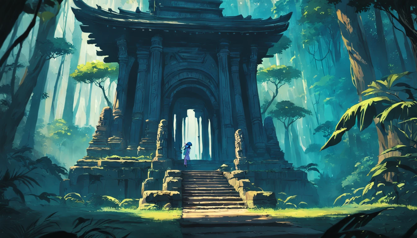 There is a mysterious temple in the primeval jungle,