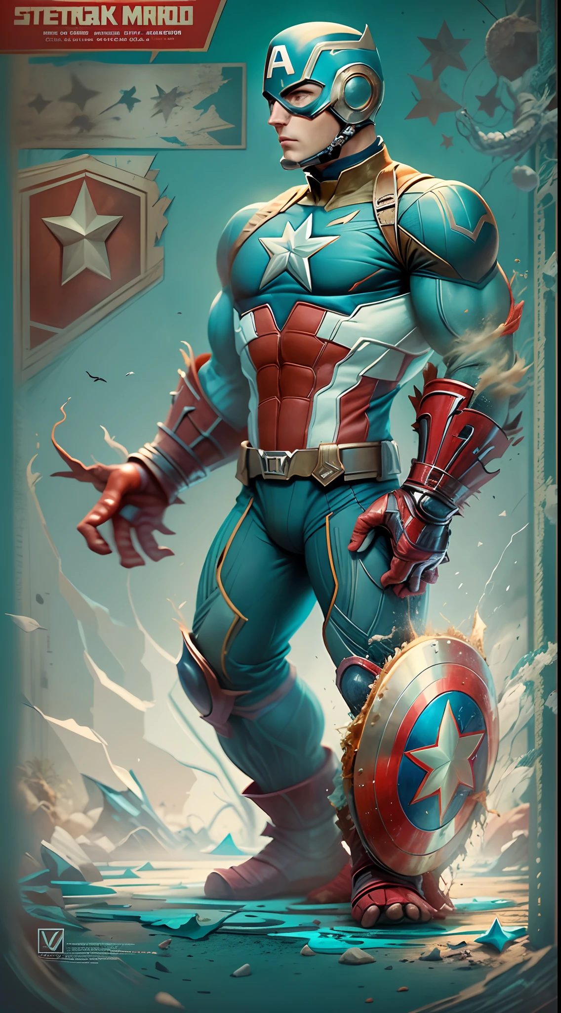 The image presents a creative and unusual representation of the "Captain America" na forma de um polvo. In this unique merger, the distinctive elements of Captain America blend surprisingly with the characteristics of an octopus, resultando em uma figura cativante.
The octopus' body is stylized with Captain America's iconic shield, agora incorporado como parte integrante do corpo do polvo. Its eight tentacles feature the characteristic colors and stars of the hero's uniform, criando um efeito visual impactante.
The octopus' eyes are expressive and reflect Captain America's determination and courage. His expression is confident and vigilant, conveying the feeling of a tireless guardian.
A paleta de cores inclui o vermelho, blue and white characteristic of Captain America's uniform, contrastando com a tonalidade natural do polvo. detalhes sutis, como as estrelas no corpo do polvo, strengthen the fusion between the two elements..
This image provides an intriguing and unique interpretation of Captain America, apresentando-o sob uma nova perspectiva como um polvo heroico. It evokes a sense of surprise and wonder, convidando o espectador a explorar as possibilidades criativas de combinar diferentes elementos de maneira imaginativa.