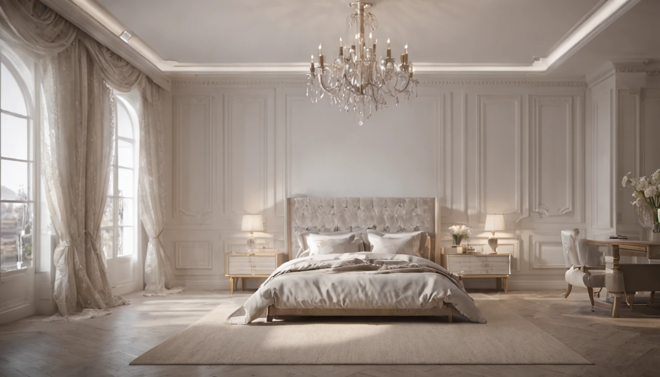 (professional 3d rendering:1.3) af (Actual:1.3) world's best artwork, (((full interior for the most luxurious royal style bedroom)), 8k unified rendering, lighting very good light, bold shading, Detail, extremely detailed, (vibrant, photo-realistic, Realistic, Sharp focus, 8K) , (Very detailed:1.4), Digital painting, rendering by octane, art station, concept-art, smooth, Sharp focus, illustration, (Global lighting, Studio light, volumetric lighting), art station