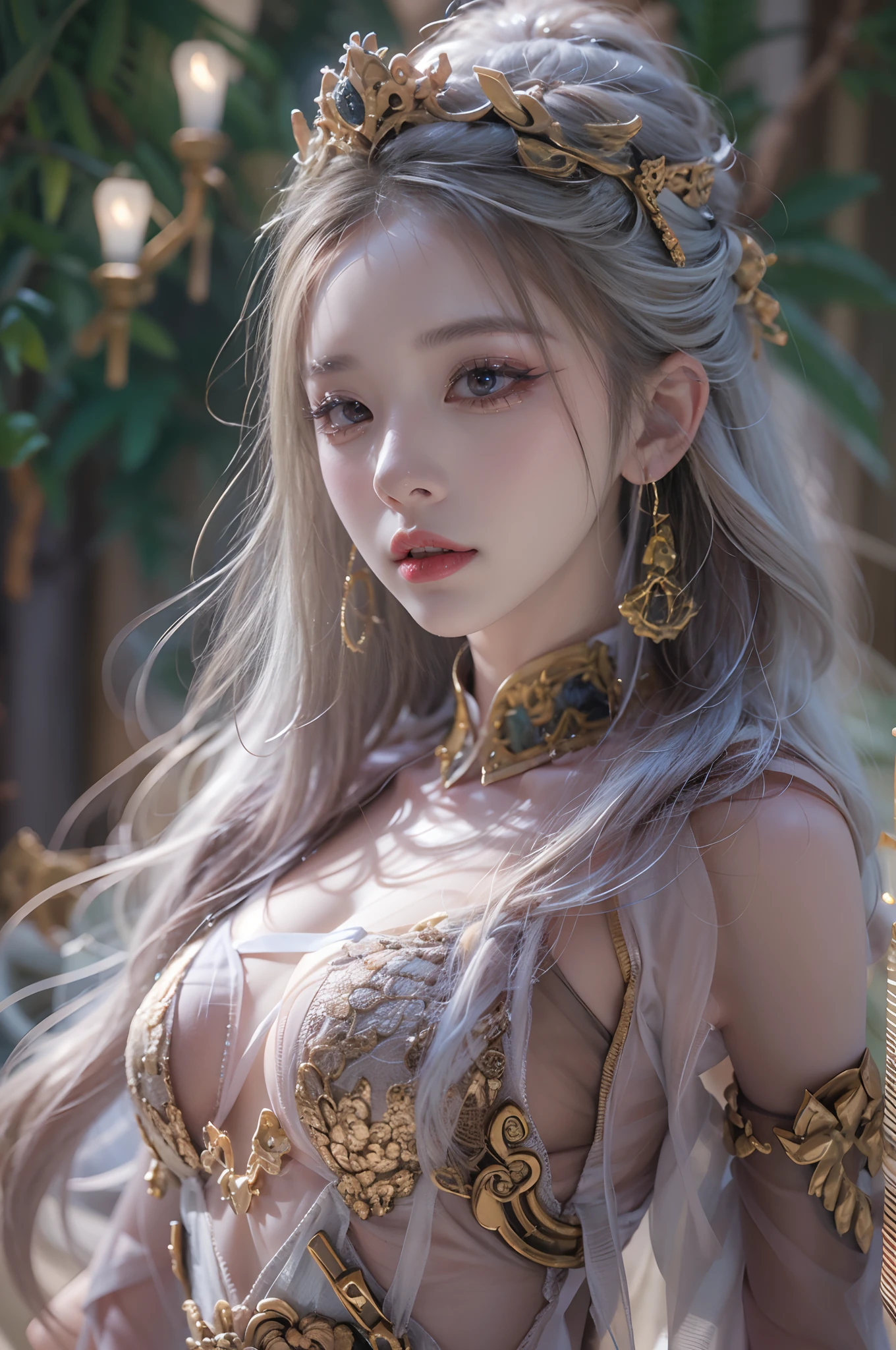 Beautiful eye makeup,(Pearlescent eyeshadow), (Sequin makeup), Chu Chu's pitiful eyes,Blush,Look to the lens