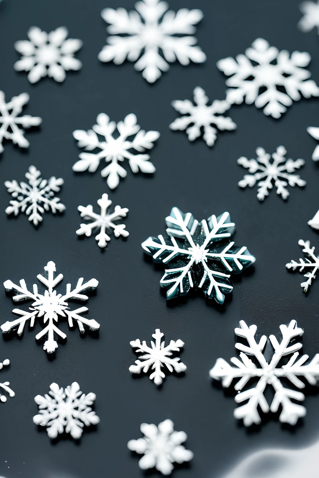 Snowflake Many There are many snowflakes on the table and one is blue - SeaArt AI