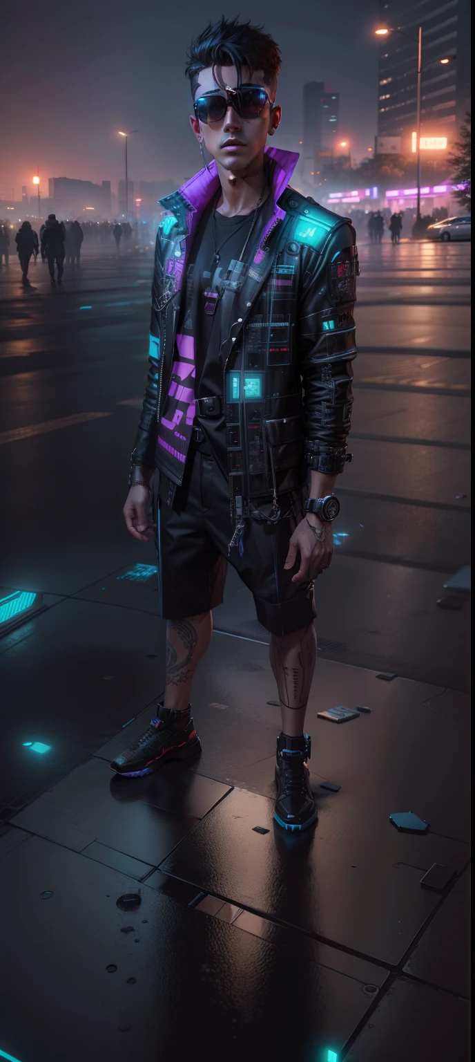 Change background cyberpunk handsome boy, Realistic , 8k, Ultra Realistic,