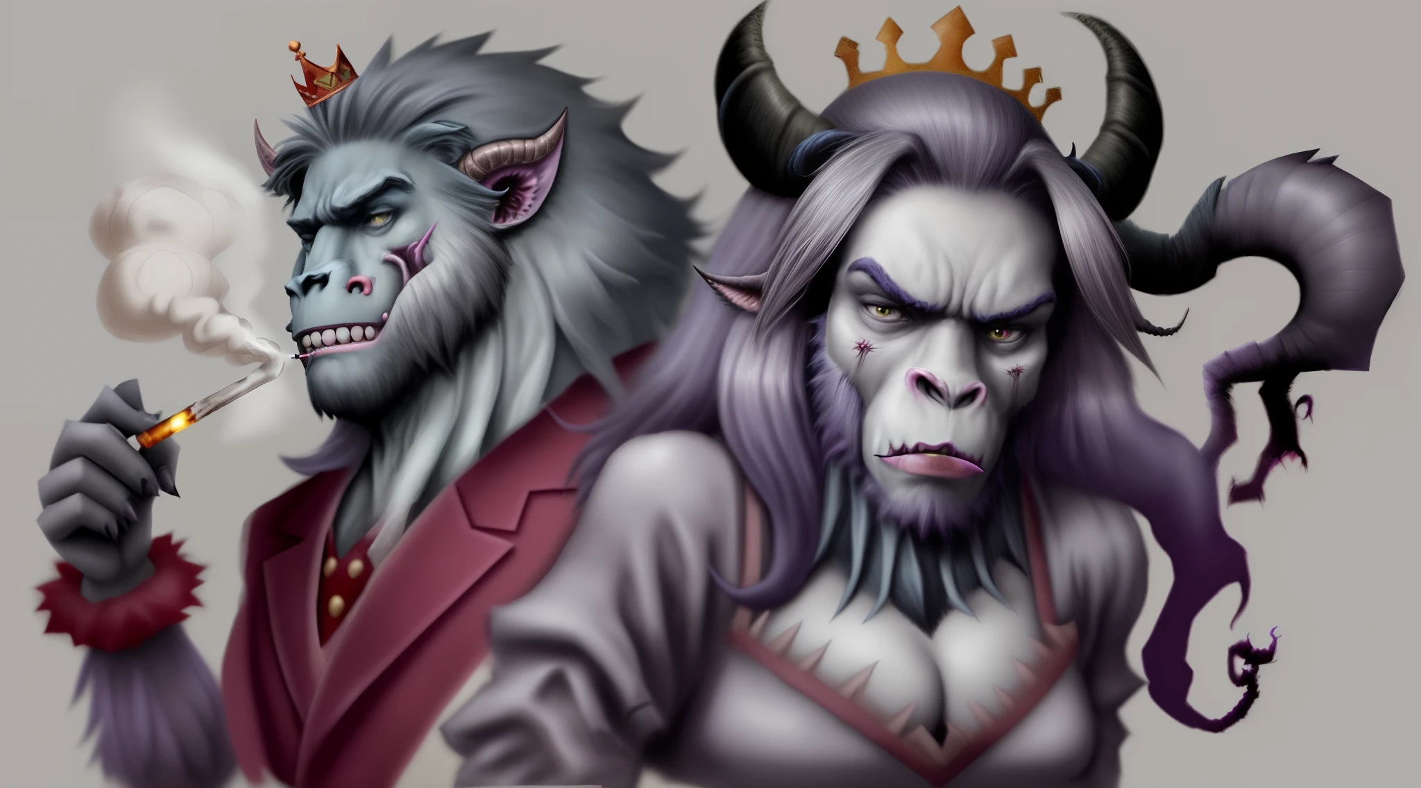 "a cartoon woman wearing a crown and smoking a cigarette, rat with crown, rat king, royal attire akira, by derek zabrocki, inspired by Alex Petruk APe, bored ape nft, rasputin as grubhub character, god save the queen!!!, woman, by Alex Petruk APe, by Jeka Kemp, extremely high quality artwork, very good image positive_v1.3, ng_deep positive_v1_75t, (beautiful face:0.8),cross-eyed,sketches, (beast quality:2), (high quality:2), (good quality:2), ((monochrome)), ((gray scale)), skin spots, acnes, good anatomy, Deep Positive, facing away, tilted head, good anatomy, giood hands, 8kk quality, good feet, cropped, best quality, high quality, best quality, jpeg artifacts, fewer digits, long neck, cross-eyed, polar lowres, good body, good proportions, gross proportions, ((repeating hair))."