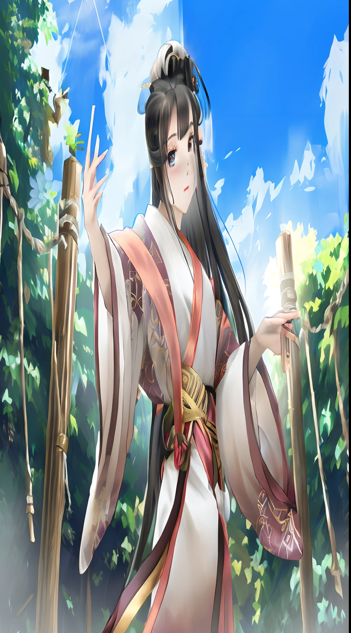 Anime girl in kimono holding teacup, onmyoji portrait, onmyoji, Onmyoji detailed art, cute anime waifu in a nice dress, Anime goddess, shikamimi, Palace , A girl in Hanfu, Smooth anime CG art, Waifu, Ayaka Genshin impact, Japanese goddess, Anime Huaifu, ehime, in a kimono