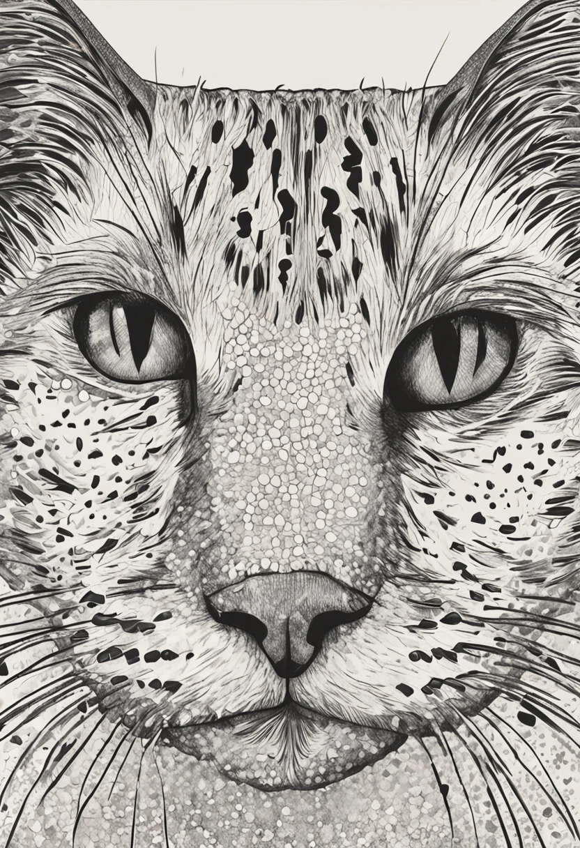 catss::style Pointillism style, Consists entirely of small ones, Black dot, Highly detailed ::n_style Anime, Photorealsitic, Analog film, Deformed, glitched, Low contrast