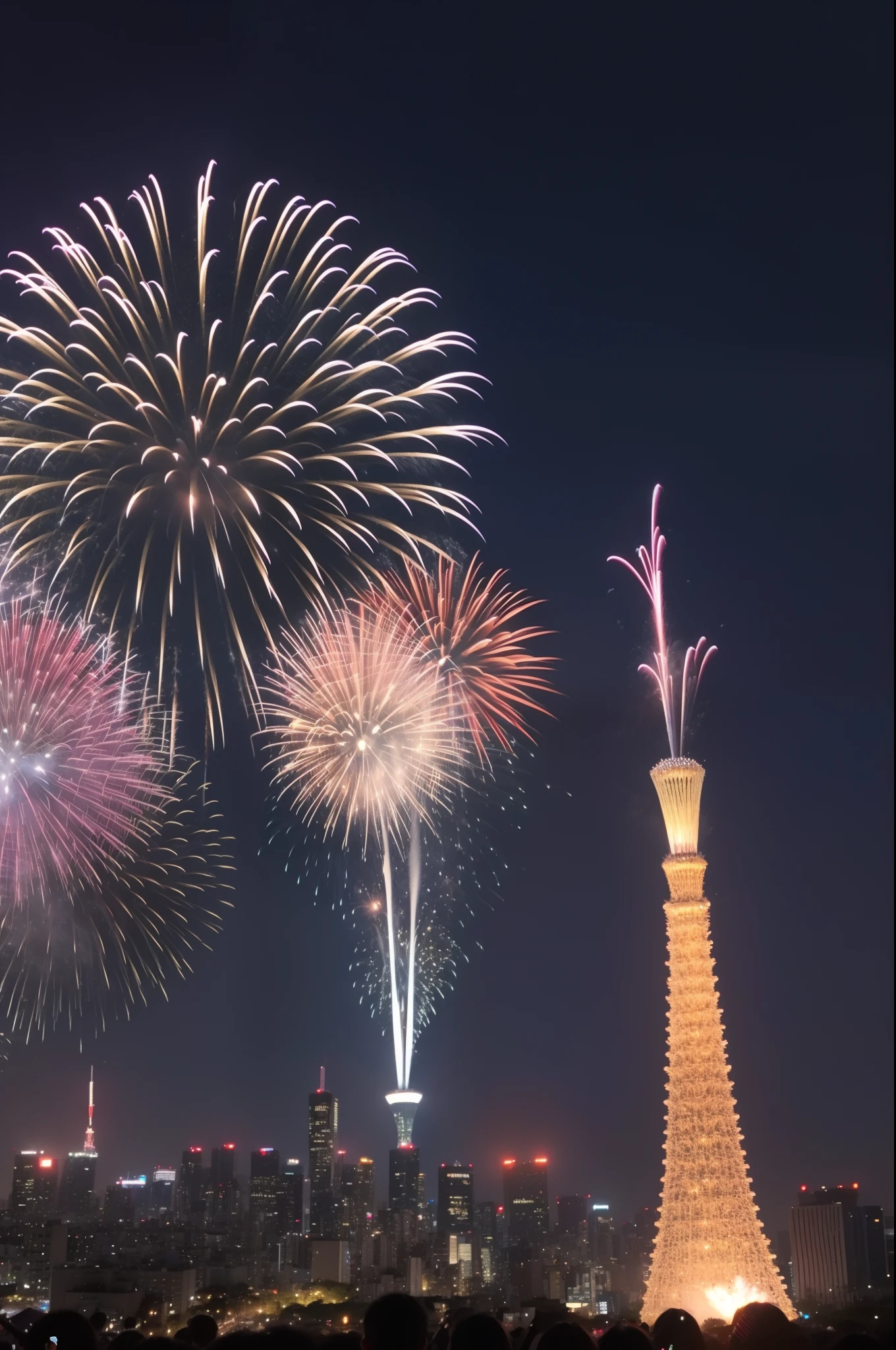 A smile、hi-school girl、校服、While doing fireworks、mare、Tokyo Skytree