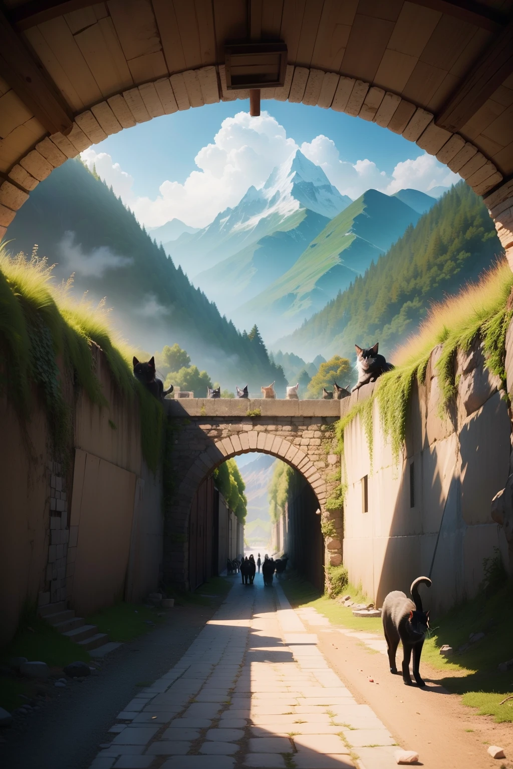 When you go through the tunnel、Cats wander into a whole new world。 There are mountains of sweets and rivers of toys.、It's like a dream place。