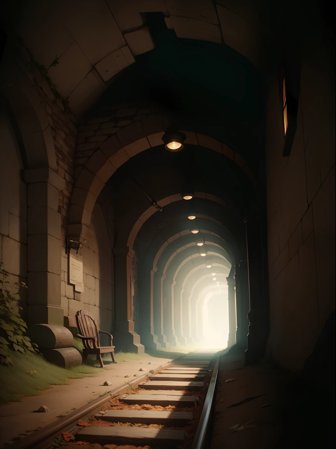 Realistic and beautiful mysterious little tunnel image、"They say it's a pipe for sweets.、Atmosphere like Studio Ghibli and Hayao Miyazaki works、Generates images that will captivate you with lots of sweets。