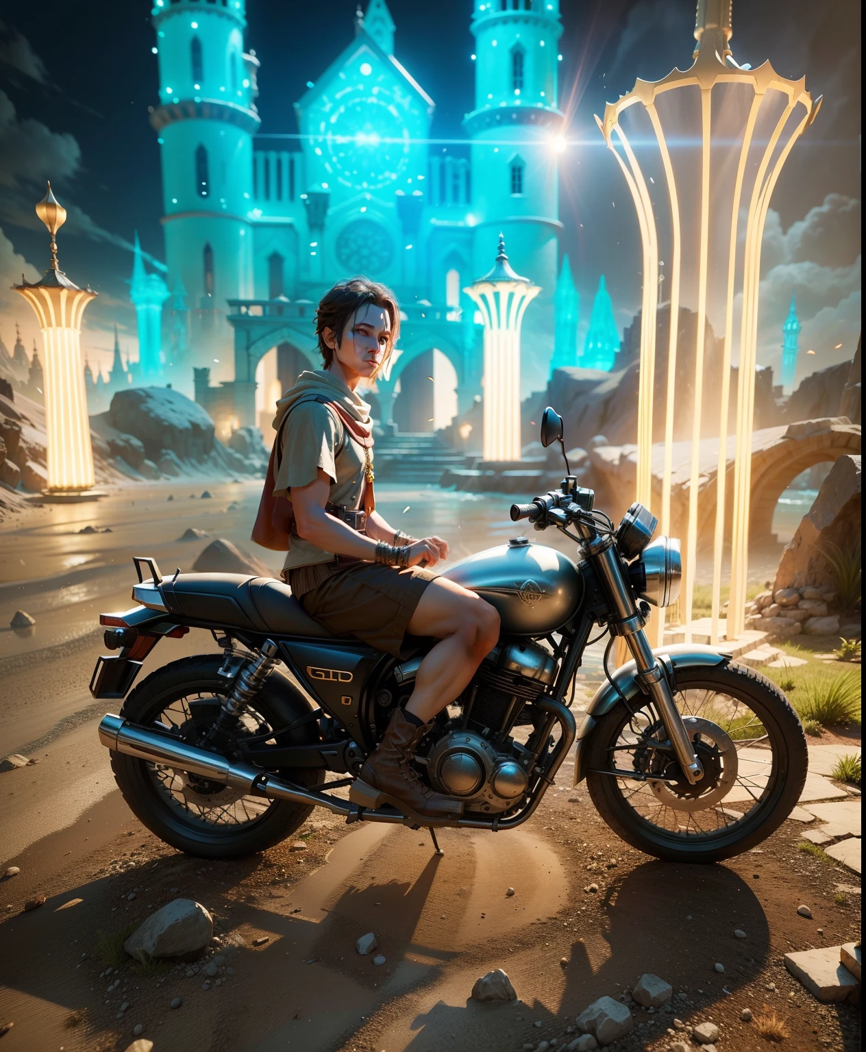 Make my photo like 3d rendered and change background to a fantasy world. Don't chance face