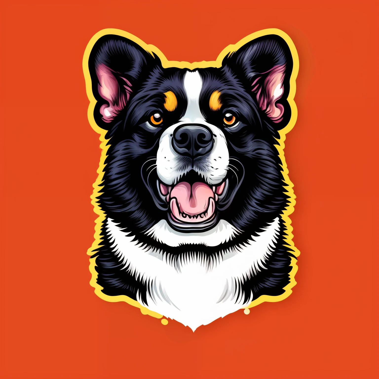 dog colie, colorful, vintage style, (t-shirt design), realistic volumetric light of masterpiece