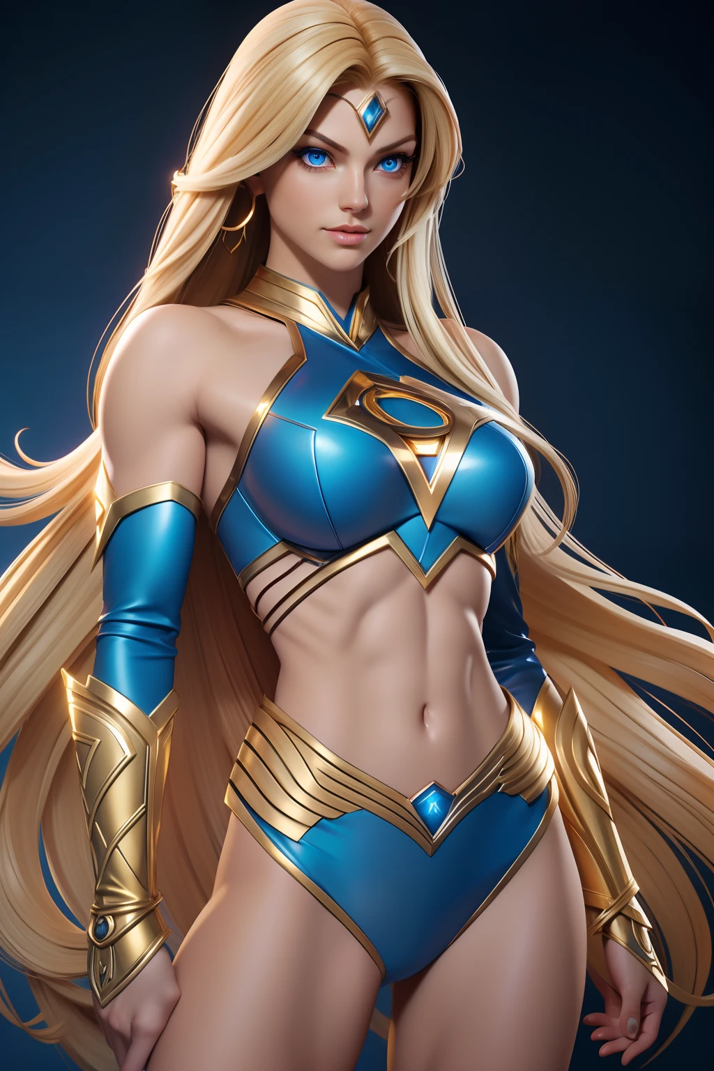 (masculine, man) (only one person) (android) (blonde hair that reaches to the heels) (blue eyes) (Slim and toned body) (wears a tight brown bodysuit with gold details) (laboratory background) (holding a bird in his hands) (very long hair that reaches to the heels) (man android con pájaros alrededor, shoes without heels)