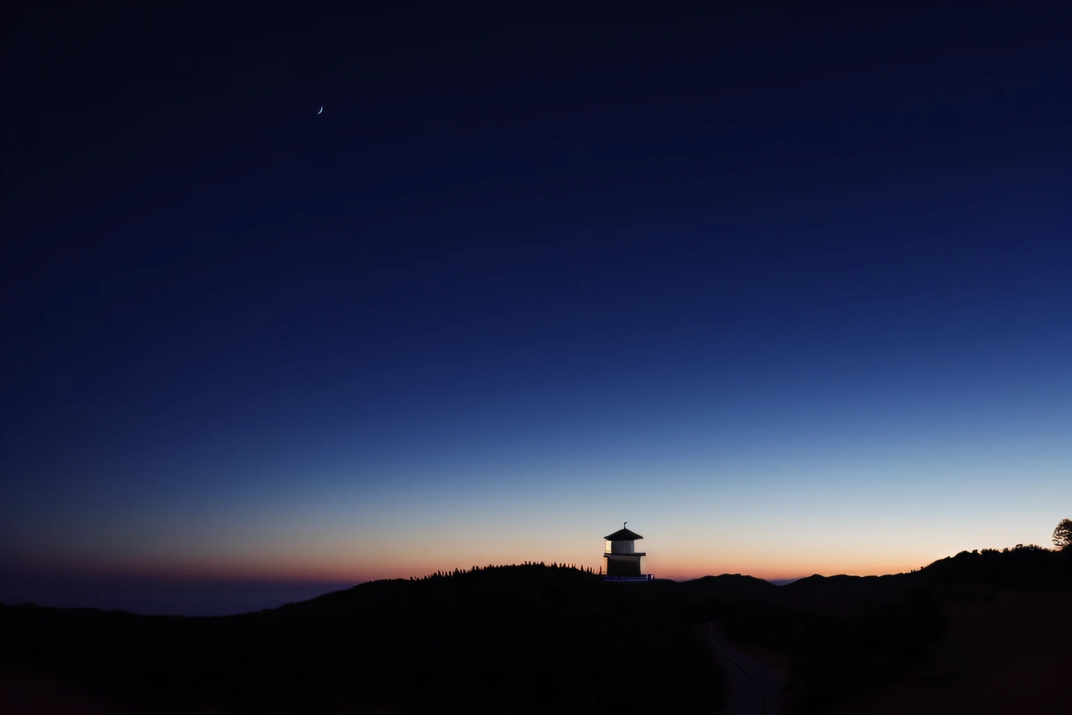 As night fell, Twilight ; Wide shot, at twilight, during sunrise, dusk setting, during dawn, predawn, night photo, photography shot at blue hour, taken with sigma 2 0 mm f 1. 4, the sunset, At sunrise, blue hour, lookout tower, taken with a Sony A7R camera