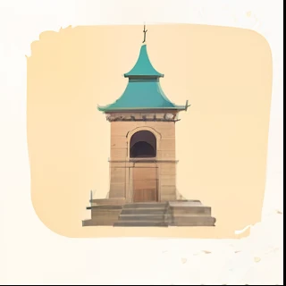 Large bell tower,cartoon icon,UI page pattern