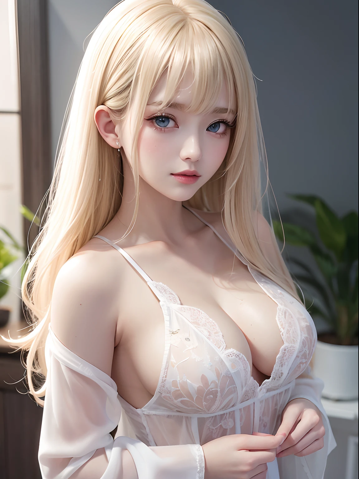 The most beautiful blonde hair in the world、Beautiful bangs、Super long straight hair、Crystal clear marine blue eyes like jewels、Transparent white and wet nightgown、European youth、perfect bodies、ultimate beauty girl、Beautiful 、White shiny skin、face perfect、Bright makeup、Thin pink lips、Girl in the shower、1 girl in、Unbuttoned shirt、lipsticks、Colored inner hair、deceptive advertising、{steams}、Viewer Vision、Golden Hour Lighting、comic strip、Bokeh atmosphere perspective、detaileds、Movie Light、intricate-detail、hight resolution、 Detailed features of face design、High Details、Clear focus、SMOOTHNESS、aesthetics、High Details、printed、octane、{{masterpiece}}