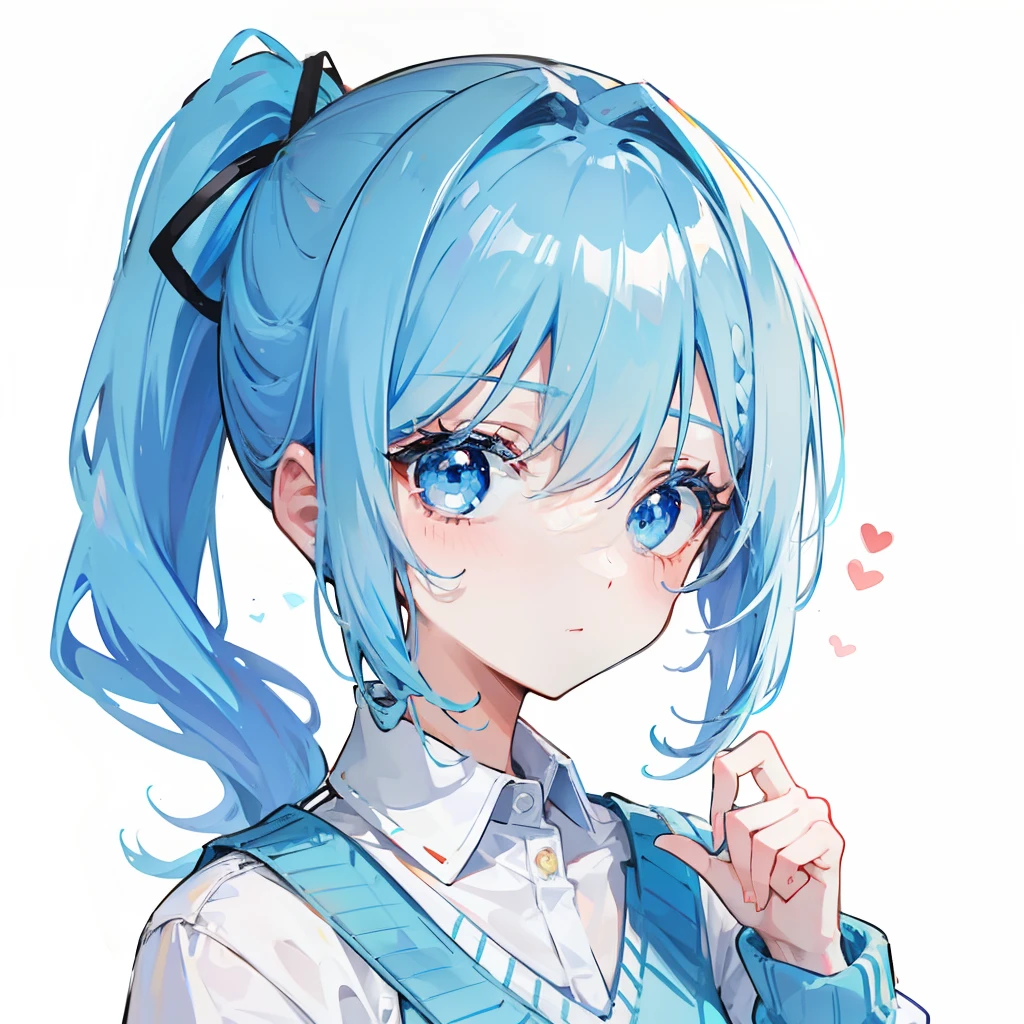 Anime girl with blue hair and blue eyes wearing a blue dress - SeaArt AI