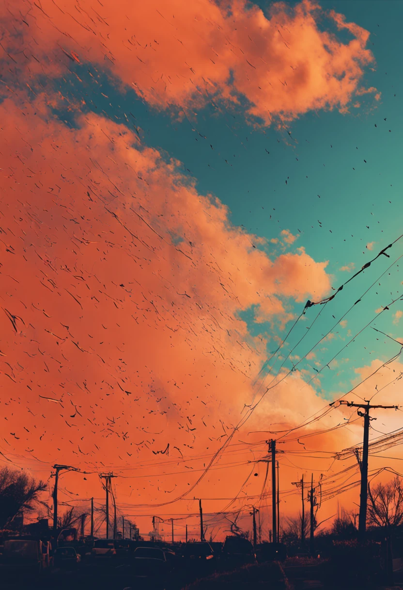 Orange sky with clouds