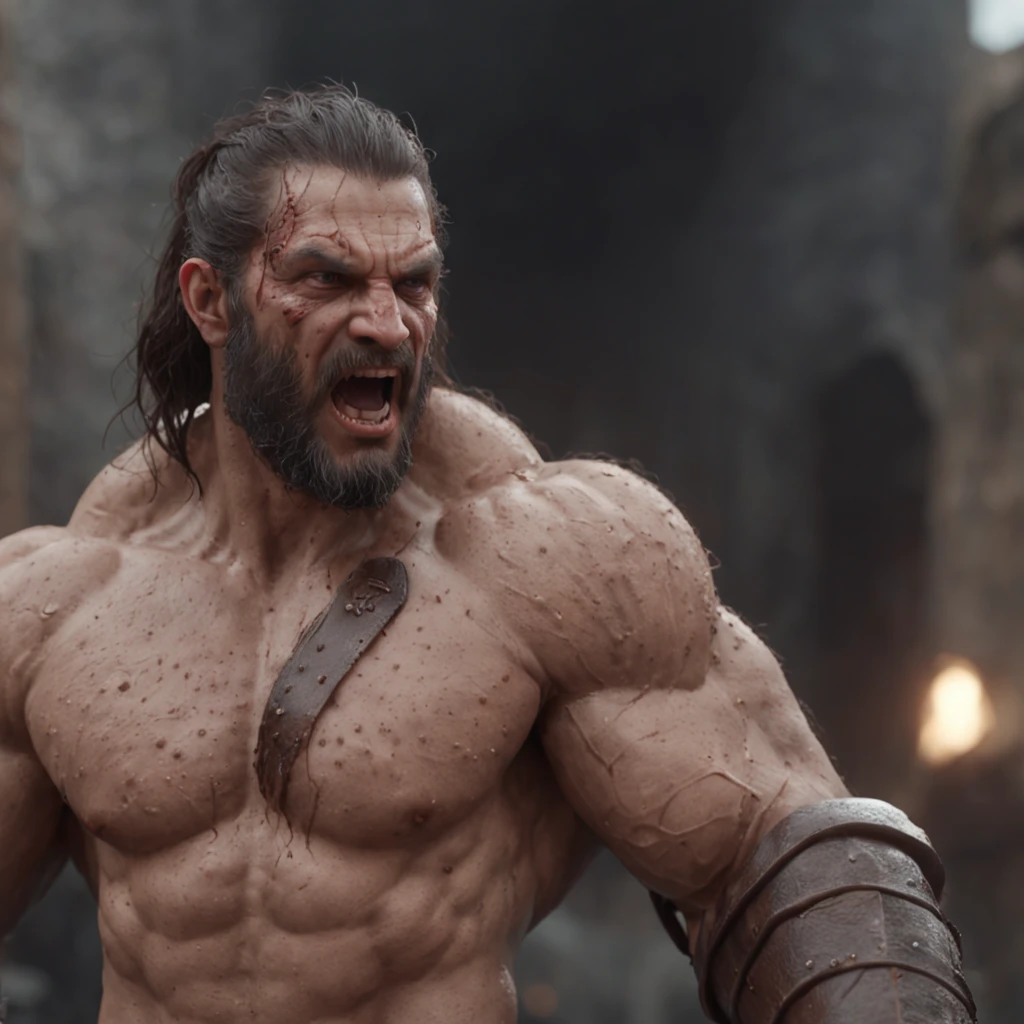 (professional 3d render:1.3) af (Realistic:1.3) most beautiful artwork photo in the world，Features soft and shiny male heroes, ((Epic hero fantasy muscle man rough wet hero angry looking long hair short beard and ferocious expression in dynamic pose, Fantastic location, Majestic cluttered environment)), Full body 8K unified rendering, action  shot, skin pore, very dark lighting, heavyshading, Detailed, Detailed face, (vibrant, photograph realistic, Realistic, Dramatic, Dark, Sharp focus, 8K), (Old leather garments damaged by weathering:1.4), ((((Wear fur)))), (Intricate:1.4), decadent, (Highly detailed:1.4), Digital painting, rendering by octane, art  stations, concept-art, smooth, Sharp focus, illustration, Art germ, (loish:0.23), wlop ilya kuvshinov, and greg rutkowski and alphonse mucha gracias, (Global illumination, Studio light, volumettic light), heavy rain, particles floating, lotr, fantasy, elf, full bodyesbian, ((Dark and ancient city background:1.3)),CGSesociety,art  stations
