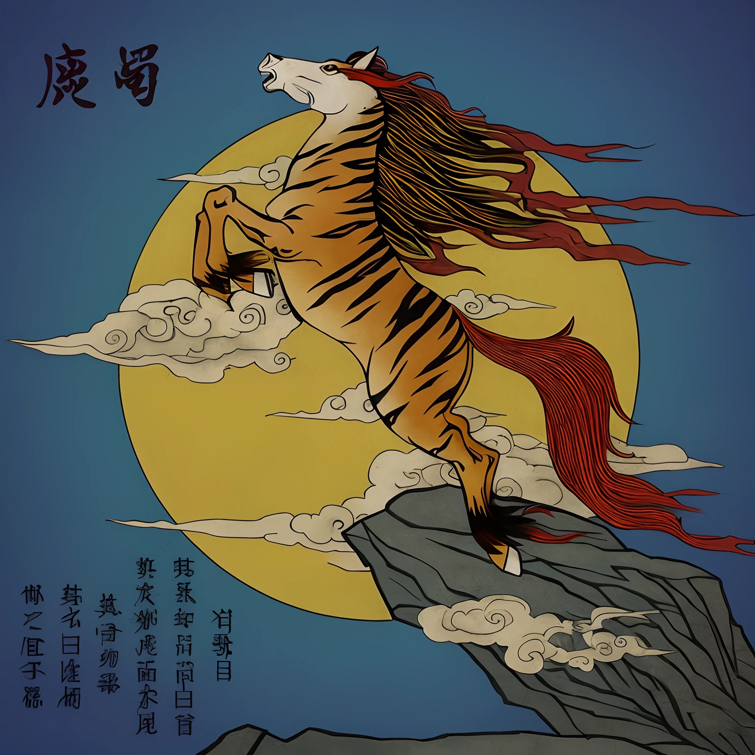 Chinese mythology is shaped like a horse，Bald、Momiku、The whole body is covered by tiger markings
