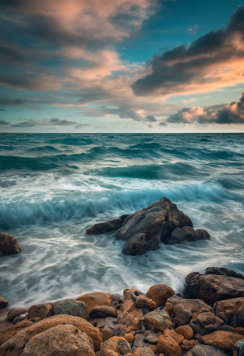 Blue sky with beautiful coast and sea