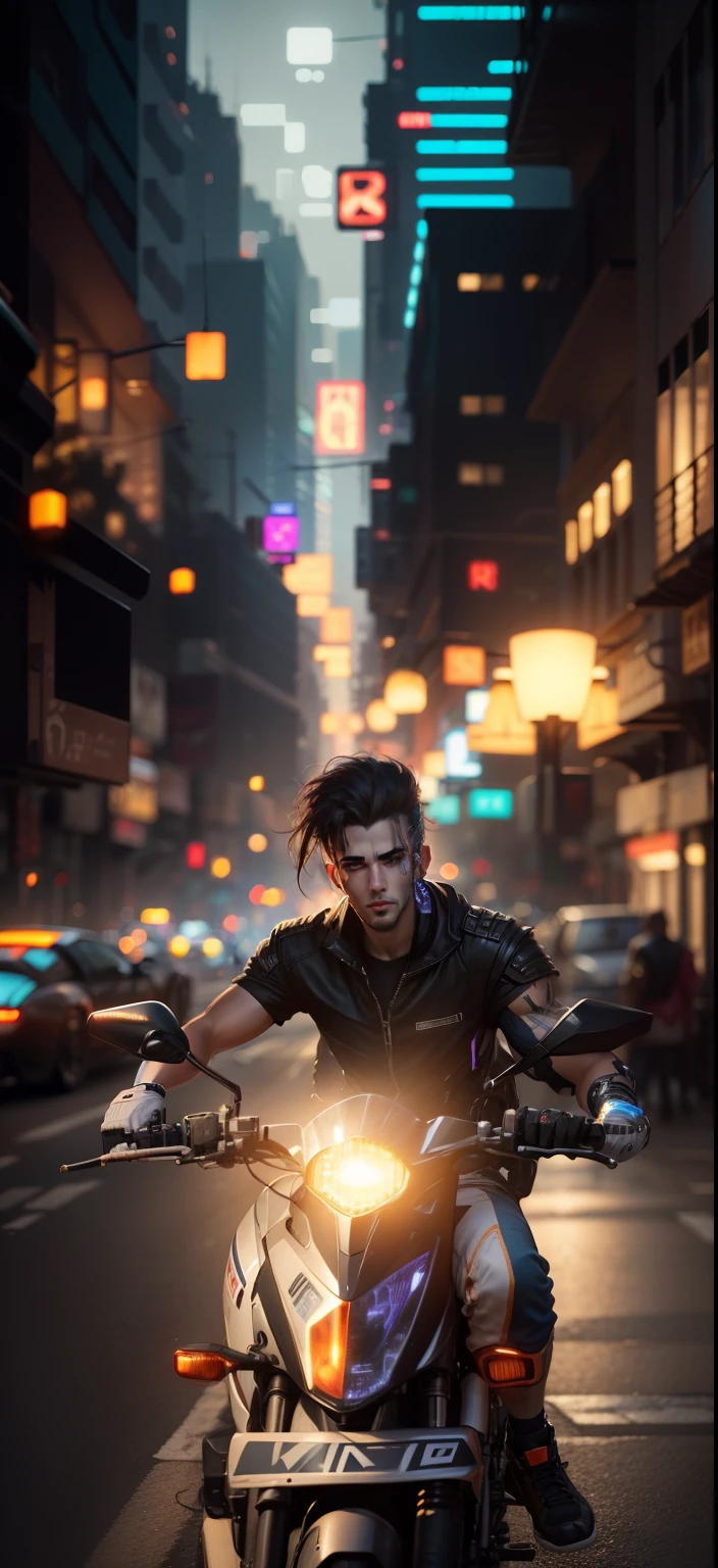 Change background cyberpunk handsome boy, realistic face, 8k, ultra realistic