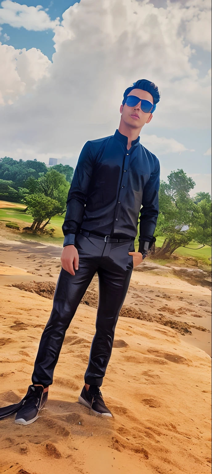 arafed man standing on a beach with a city in the background, urban fantasy romance book cover, romance novel cover, stylized urban fantasy artwork, leather pants | natural lighting, hero pose colorful city lighting, matte painting portrait shot, in style of kyrill kotashev, clothed in white shirt, inspired by Derek Chittock, maxim shirkov