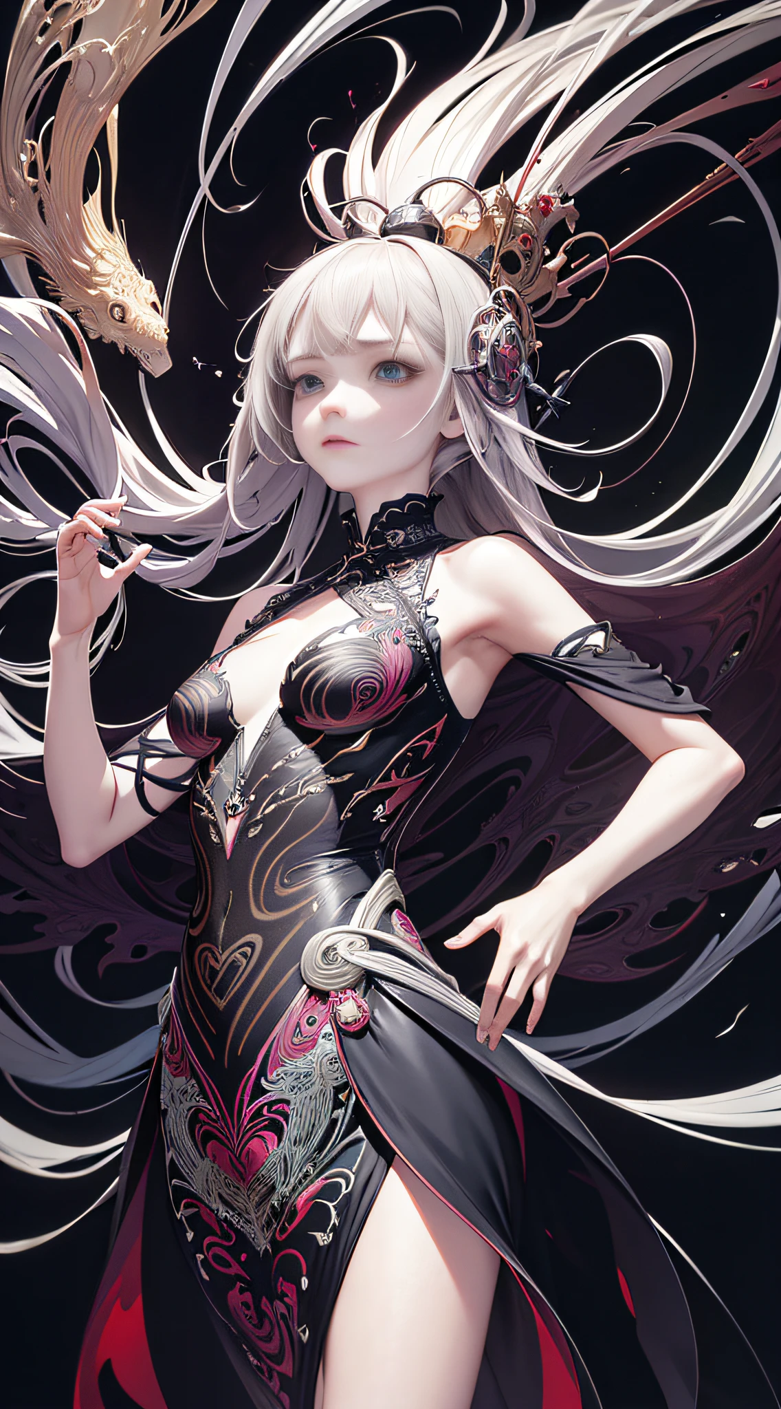 official art, unity 8k wallpaper, ultra detailed, beautiful and aesthetic, masterpiece, best quality, (zentangle, mandala, tangle, entangle), (fractal art:1.3) , 1girl, extremely detailed, dynamic angle, cowboyshot, the most beautiful form of chaos, elegant, a brutalist designed, vivid colours, romanticism, by james jean, roby dwi antono, ross tran, francis bacon, michal mraz, adrian ghenie, petra cortright, gerhard richter, takato yamamoto, ashley wood, atmospheric, ecstasy of musical notes, streaming musical notes visible