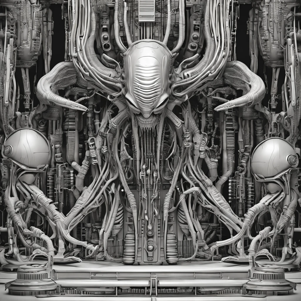 Engenheiro Prometeus Alien cena HR Giger estilo ::n_desenho de estilo, Low-quality imperfection, boneco, jogo, anime