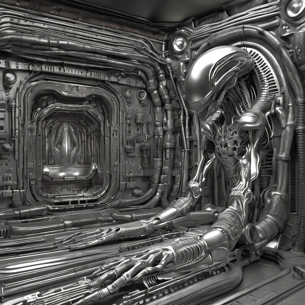 Engenheiro Prometeus Alien cena HR Giger estilo ::n_desenho de estilo, Low-quality imperfection, boneco, jogo, anime