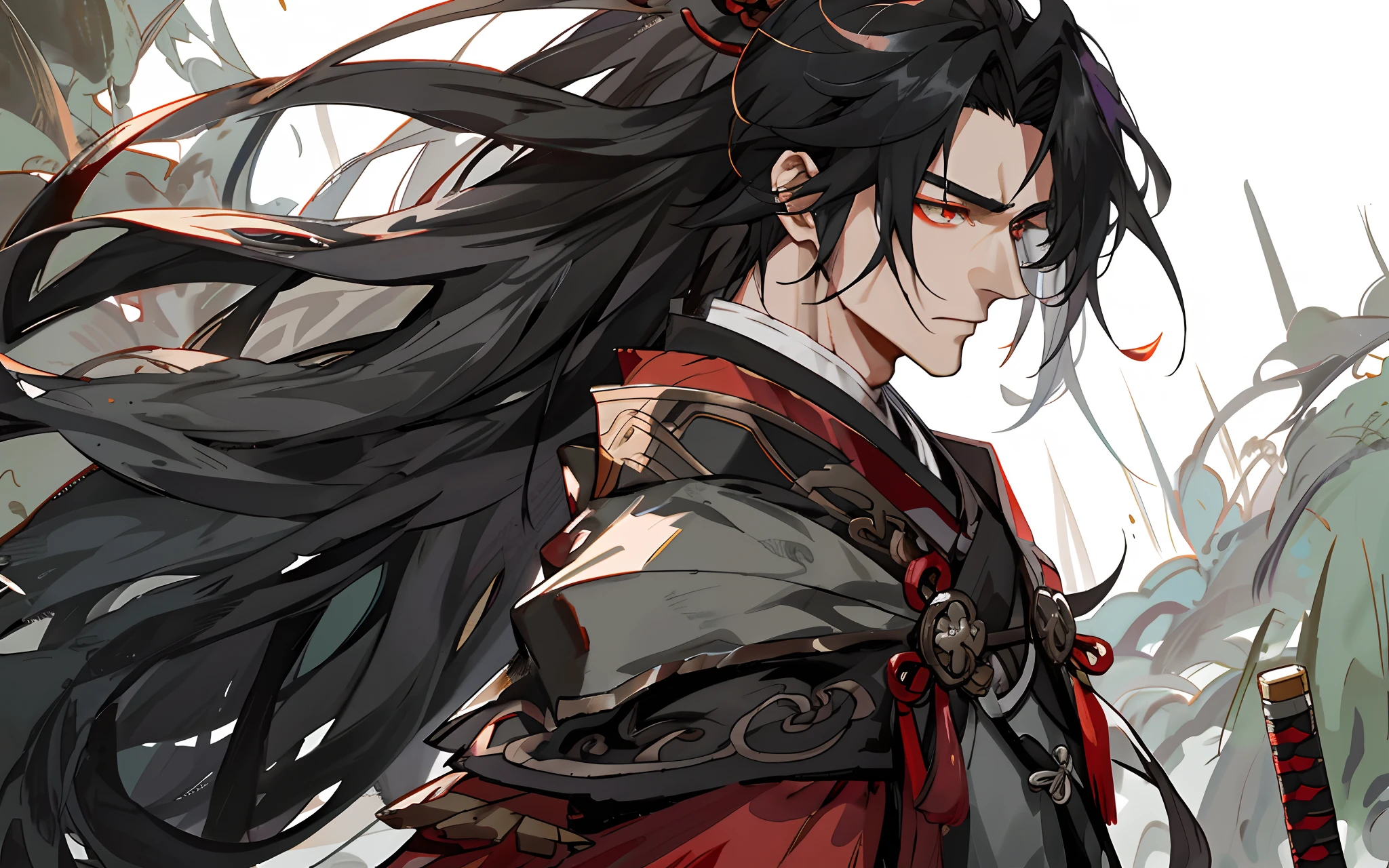 anime big breast, One with long black hair,Man with a sword in his hand, zhongli from genshin impact, Keqing from Genshin Impact, handsome guy in demon killer art, From Arknights, heise jinyao, G Liulian art style, bian lian, anime tribal boy with long hair, by Yang J, taisho roma, Wuxia