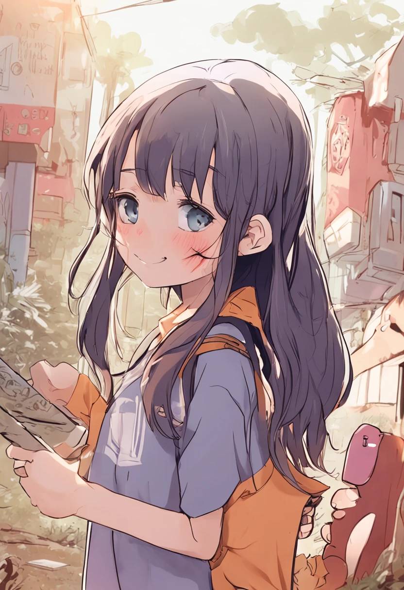 cidade vida real , menina anime jovem realista, hiperrealista, hiperrealista, Retrato, kawaii retrato realista, estilo realismo anime, , menina jovem e bonito, menino anime jovem em frete uma
