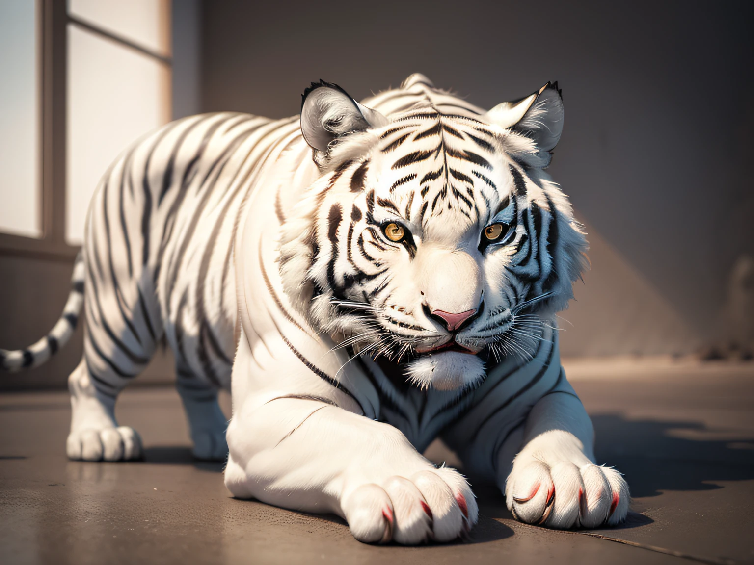 Show the artistic image of the white tiger