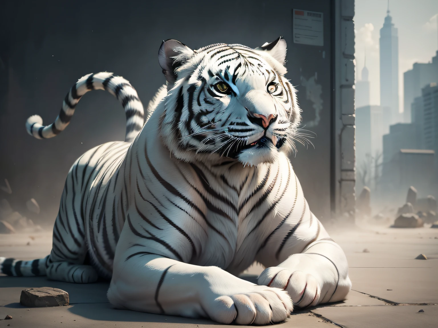 Show the artistic image of the white tiger