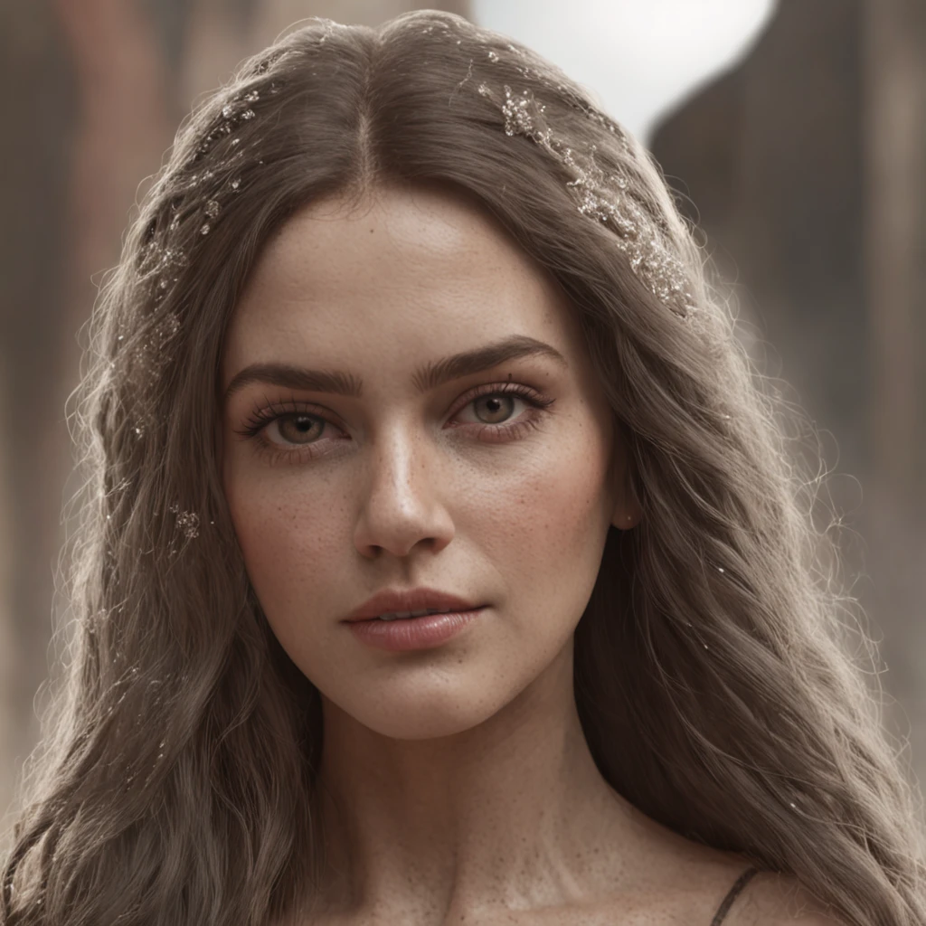 (Professional 3D rendering:1.3) de (Realistic:1.3) Foto de arte mais bonita do mundo,Apresenta rosto feminino suaves e brilhantes, Rosto detalhado, (vibrante, realista, Realistic, Dramatic, Escuro, foco nítido, 8k), (Old silk clothes damaged by bad weather:1.4), hair with braids, pele machucada, marcas de feridas no rosto.