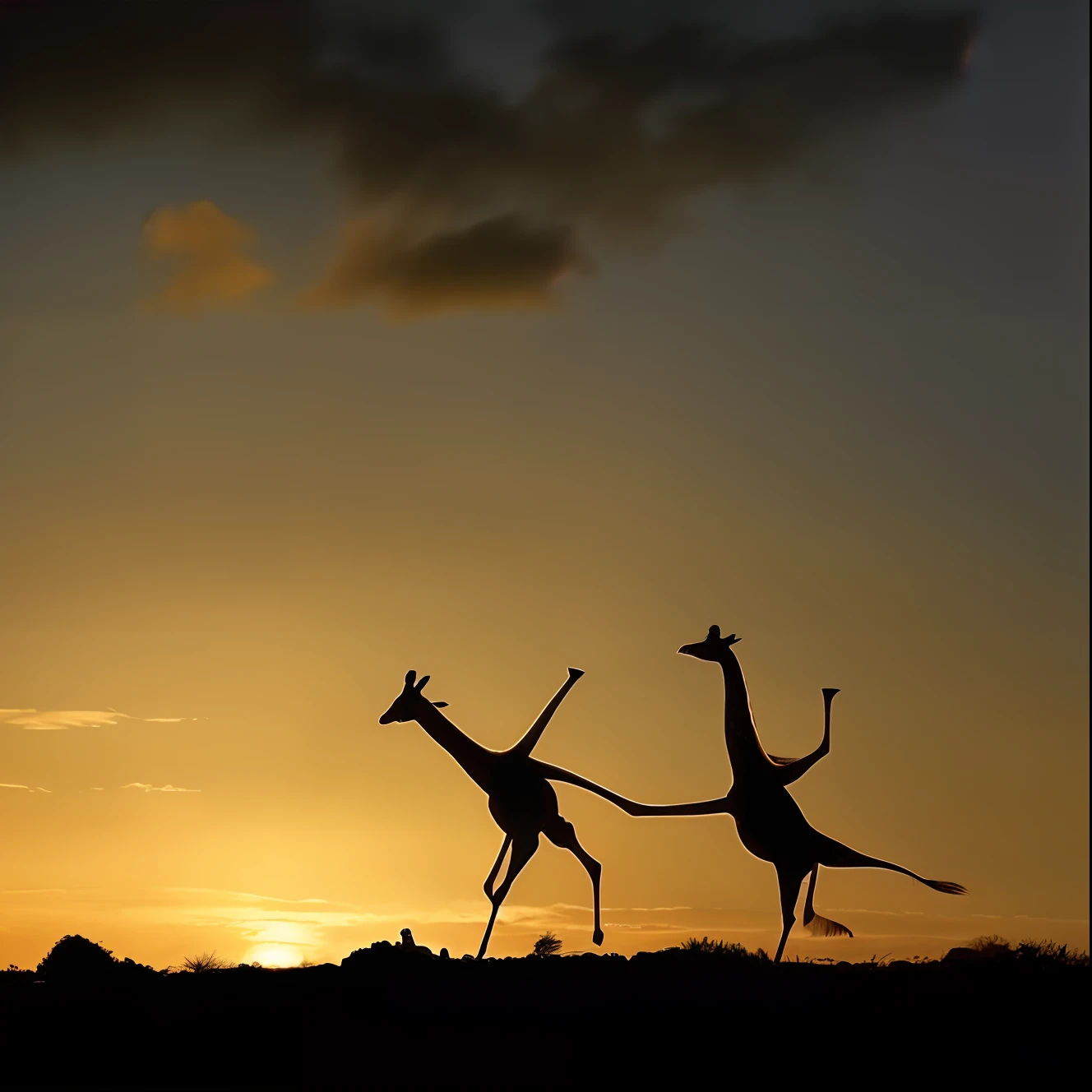Two giraffes stood in the grass, dancing with each other, national geographic photo”, impressive winning photo, national geographicphoto, amazing photo, National Geographic photo, frans lanting, giraffes, an award winning photograph, At sunset, Amazing photography, national geographicphoto, national geographic photoshoot, late sunset, dancing gracefully, creatures dancing