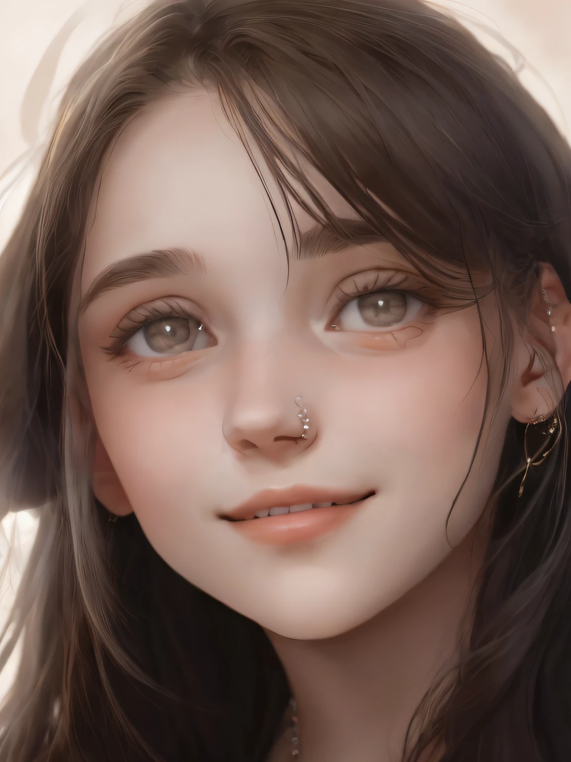 There's a young woman with a smiling nose ring, 18 anos, 1 6 anos, taken in the early 2020s, fechar o rosto, imagem de qualidade muito baixa, piercing no nariz, 19-year-old girl, 1 9 anos, 2 2 anos, em torno de 1 9 anos, 21 anos