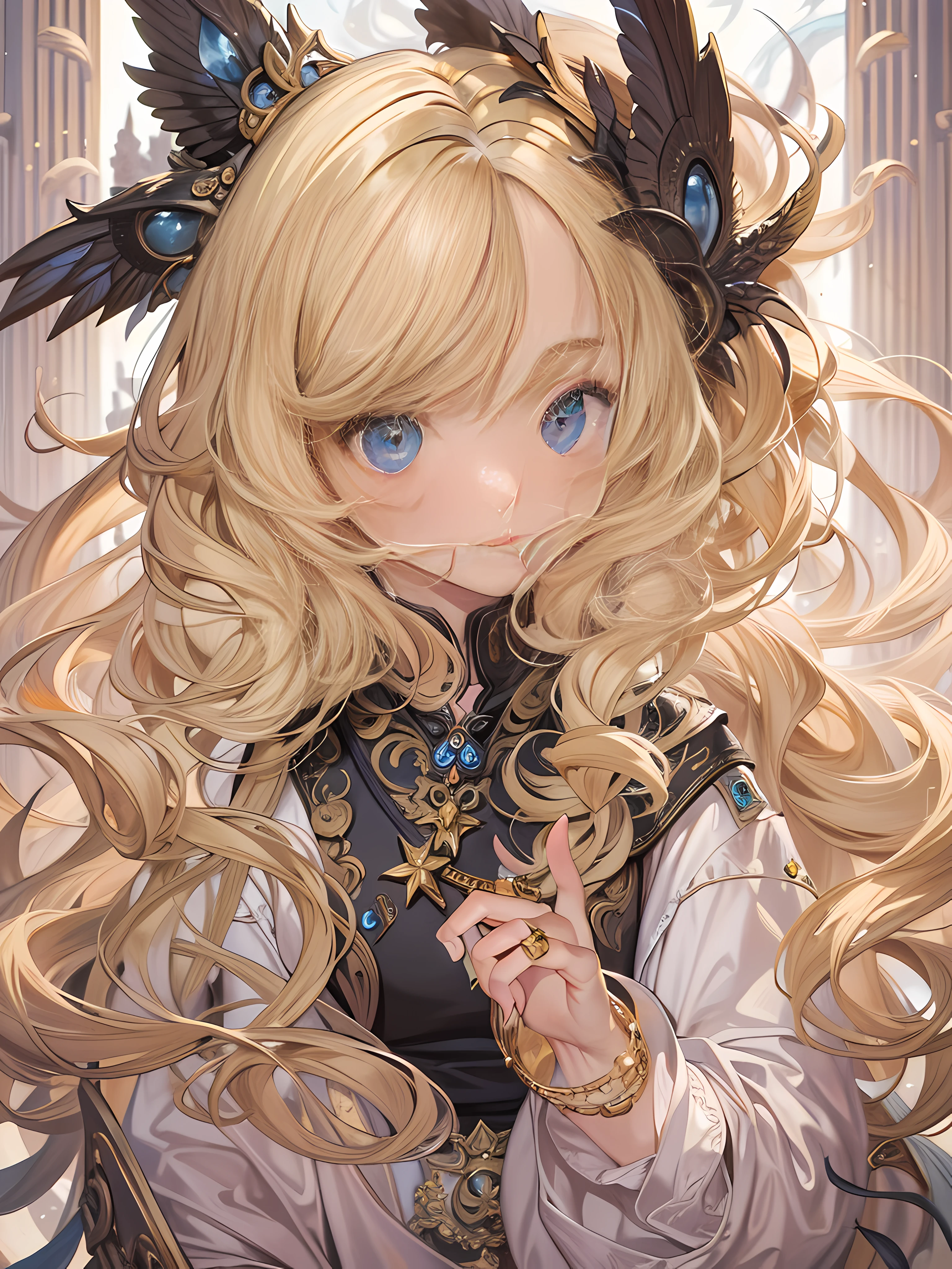 intricate artwork masterpiece,
best quality highres,
Detail eye expression,blond hair,
sorceress, pretty, cutie, charming,
concept art,
various color,