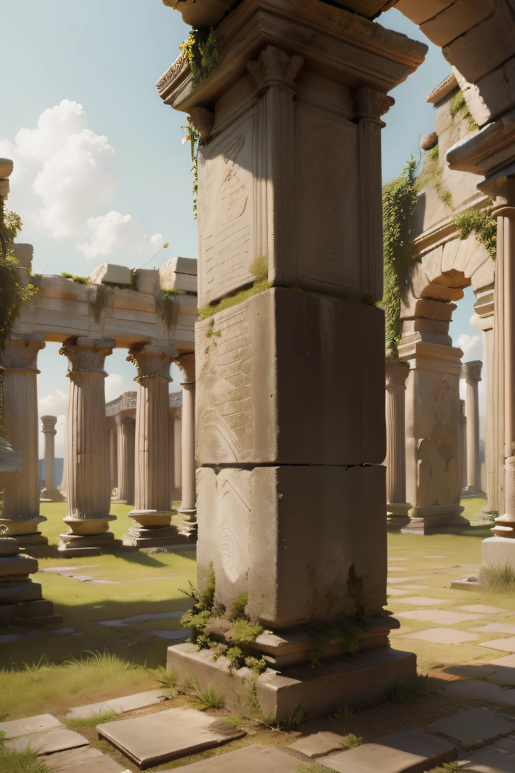 Among the ruins,Independentupright,The stone pillar inscriptions are mottled